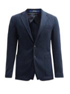 Matchesfashion.com Polo Ralph Lauren - Single-breasted Cotton-blend Piqu Blazer - Mens - Navy