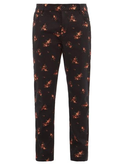 Matchesfashion.com Ann Demeulemeester - Floral Jacquard Cotton Blend Jeans - Mens - Black