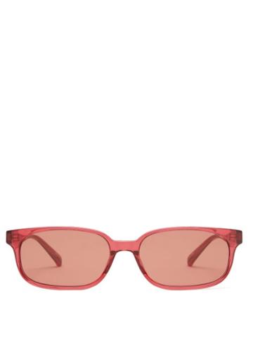 Matchesfashion.com Linda Farrow X Attico - Gigi Rectangular Acetate Sunglasses - Womens - Red