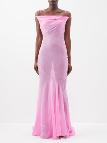 Jacquemus - Draggiu Mermaid-hem Sheer Silk-blend Chiffon Dress - Womens - Pink