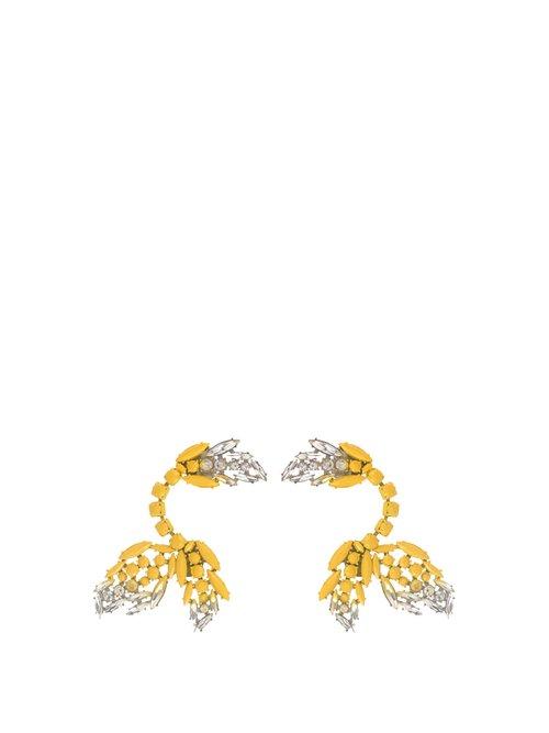 Matchesfashion.com Marni - Painted Crystal Clip On Ear Cuffs - Womens - Yellow Silver