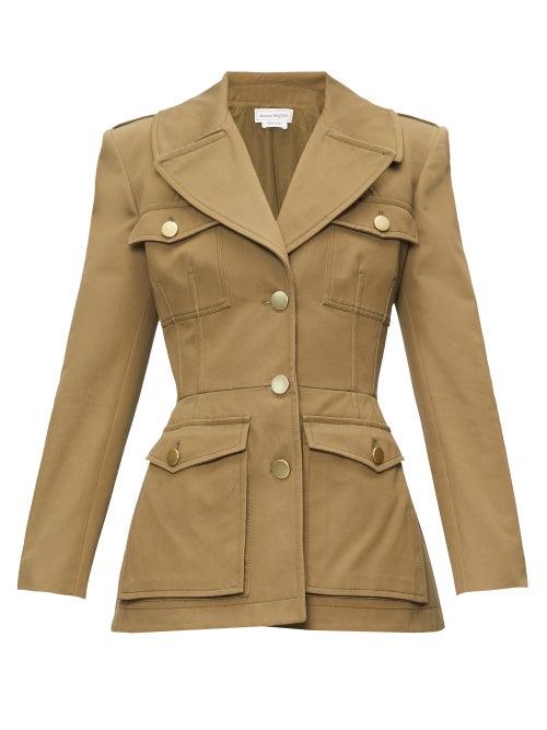 Matchesfashion.com Alexander Mcqueen - Single-breasted Cotton-canvas Safari Jacket - Womens - Khaki