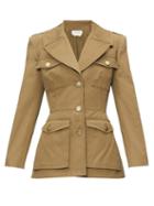 Matchesfashion.com Alexander Mcqueen - Single-breasted Cotton-canvas Safari Jacket - Womens - Khaki