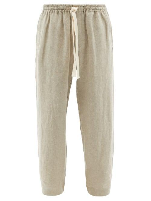 Commas - Drawstring-waist Linen Trousers - Mens - Beige