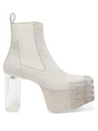 Matchesfashion.com Rick Owens - Kiss Plexi-heel Calf-hair Platform Boots - Womens - White