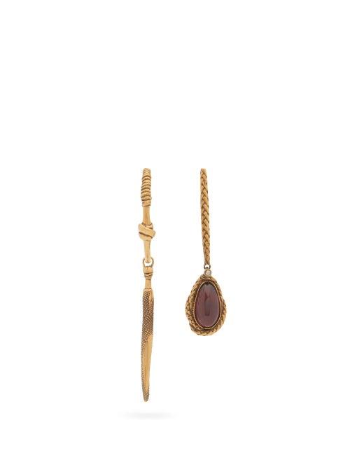 Matchesfashion.com Alexander Mcqueen - Mismatched Drop Earrings - Womens - Gold