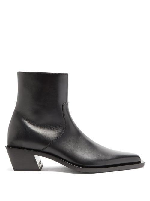 Matchesfashion.com Balenciaga - Tiaga Block-heel Leather Boots - Mens - Black/white