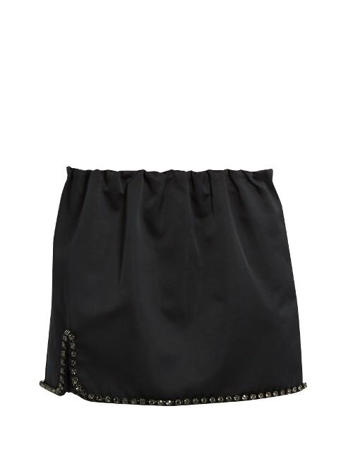 No. 21 Crystal-embellished Duchess-satin Mini Skirt