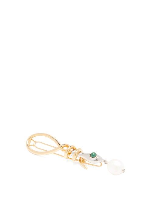 Matchesfashion.com Chlo - Callie Pearl-drop Snake Hair Clip - Womens - Silver Gold