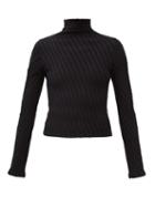 Matchesfashion.com Balenciaga - Diagonal Rib-knitted Jersey Sweater - Womens - Black