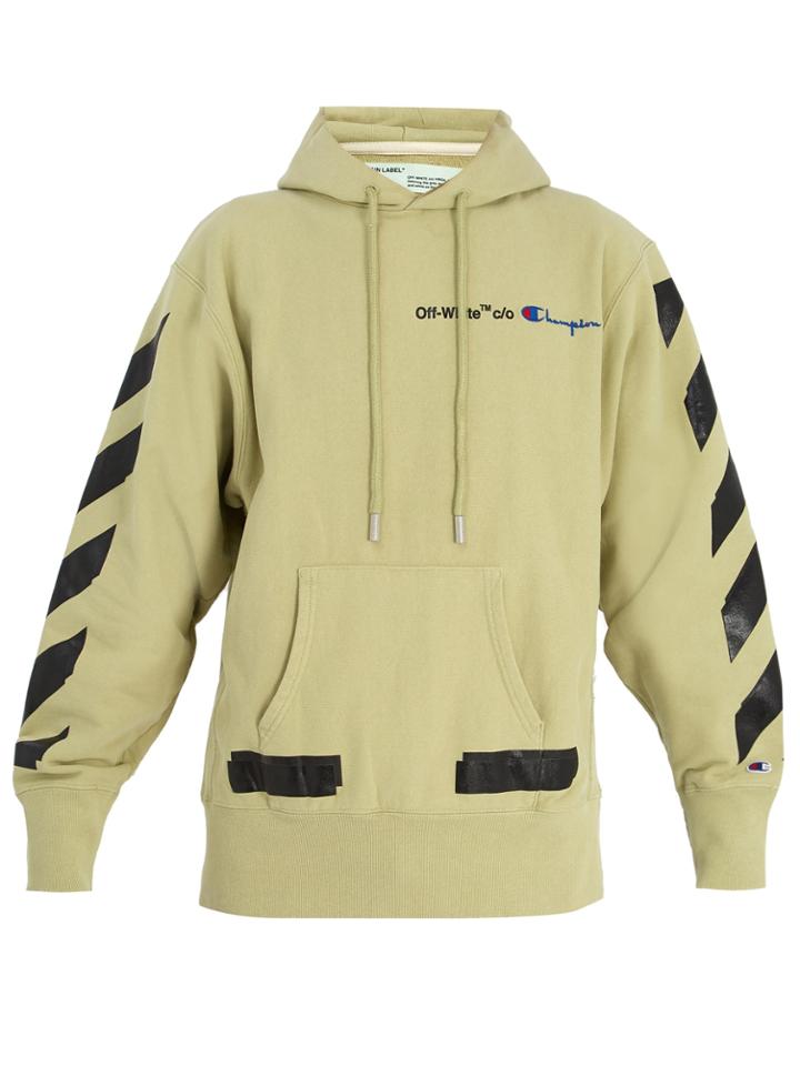 Off-white X Champion Hooded Cotton-blend Sweatshirt