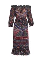 Saloni Elisa Off-the-shoulder Silk-chiffon Dress