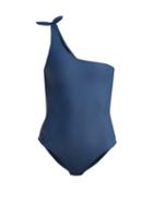 Matchesfashion.com Bower - White Horse Asymmetric Swimsuit - Womens - Blue