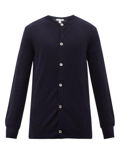 Comme Des Garons Shirt - Longline Wool Cardigan - Mens - Navy