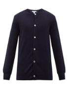 Comme Des Garons Shirt - Longline Wool Cardigan - Mens - Navy