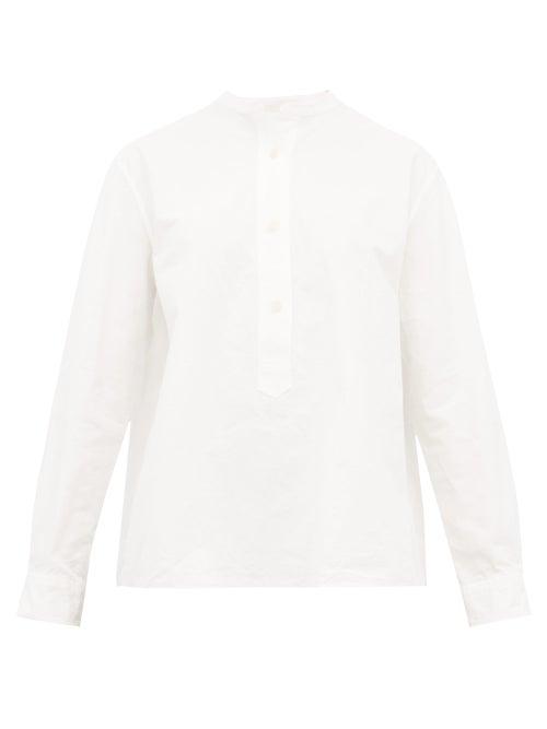 Matchesfashion.com Mhl By Margaret Howell - Band Collar Brushed Cotton Shirt - Womens - Ivory