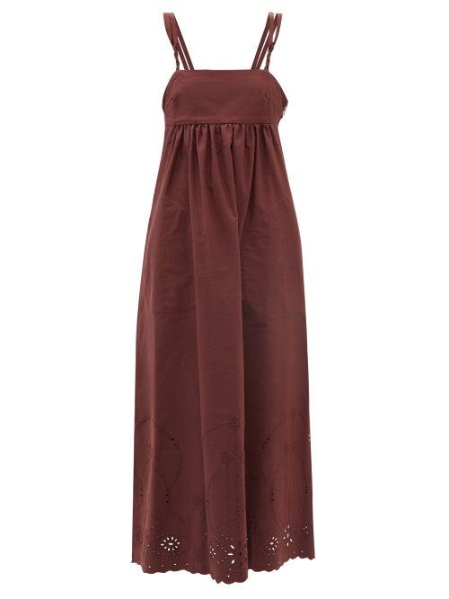 Belize - Louisa Braided-strap Cotton-poplin Dress - Womens - Brown
