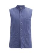 Matchesfashion.com Smr Days - Herringbone-cotton Gilet - Mens - Blue