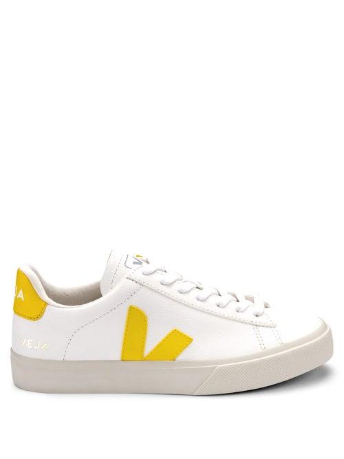 Ladies Shoes Veja - Campo Leather Trainers - Womens - Yellow White