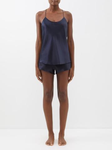 Olivia Von Halle - Bella Silk-satin Pyjama Set - Womens - Navy