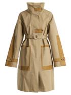 Yves Salomon Contrast-panel Tie-waist Cotton-blend Coat