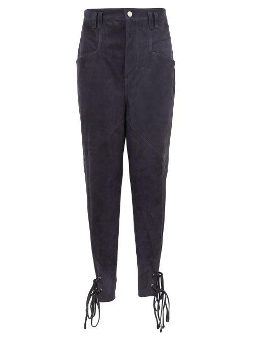 Matchesfashion.com Isabel Marant - Adeloisa Panelled Ankle-tie Suede Trousers - Womens - Navy
