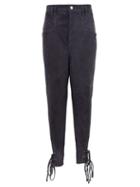 Matchesfashion.com Isabel Marant - Adeloisa Panelled Ankle-tie Suede Trousers - Womens - Navy