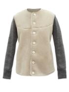 Maison Margiela - Knitted-sleeve Shearling Jacket - Womens - Beige Multi
