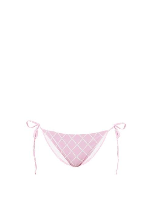 Matchesfashion.com Fisch - Chanzy Fishnet-print Side-tie Bikini Briefs - Womens - Light Pink