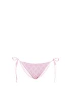 Matchesfashion.com Fisch - Chanzy Fishnet-print Side-tie Bikini Briefs - Womens - Light Pink