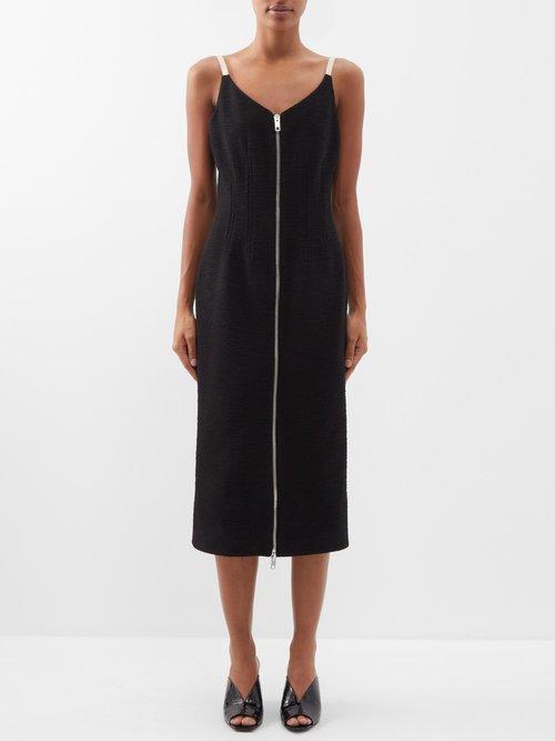Gucci - V-neck Wool-blend Midi Dress - Womens - Black
