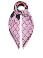 Matchesfashion.com Colville - Hey No Fun Checked Wool Scarf - Womens - Pink