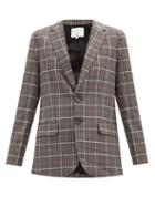 Matchesfashion.com Tibi - Gabe Checked Elbow-cutout Single-breasted Jacket - Womens - Grey Multi