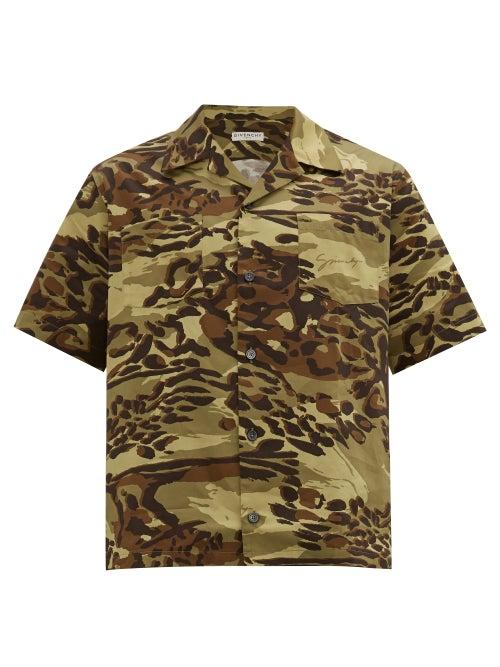 Matchesfashion.com Givenchy - Rare Patch Camouflage Print Cotton Shirt - Mens - Green Multi