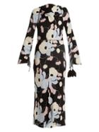 Matchesfashion.com Marni - Boat Neck Floral Print Crepe Dress - Womens - Black Multi