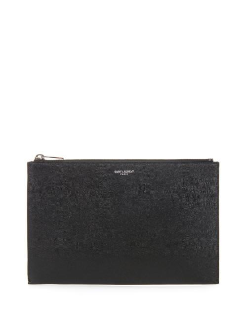Saint Laurent Grained-leather Pouch