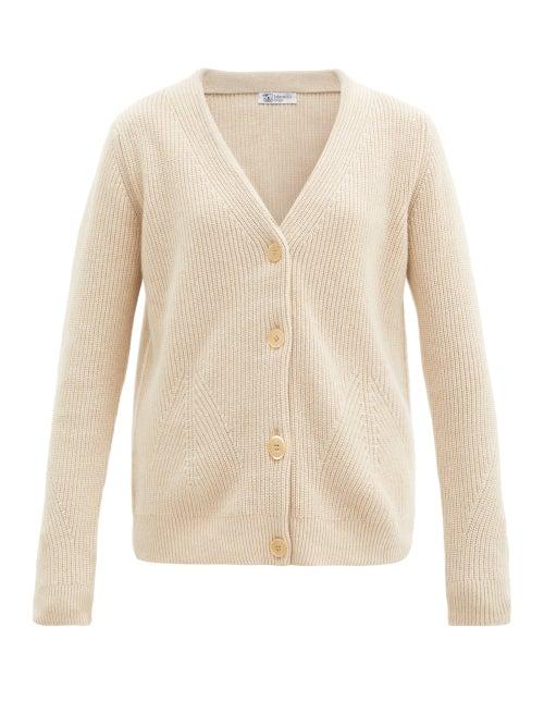 Matchesfashion.com Johnston's Of Elgin - Adele Ribbed Cashmere Cardigan - Womens - Beige