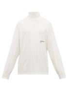 Matchesfashion.com Ambush - Logo Print Roll Neck Cotton Long Sleeve T Shirt - Mens - White