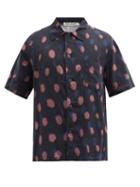 Matchesfashion.com Our Legacy - Strobe-print Cotton-blend Muslin Shirt - Mens - Navy