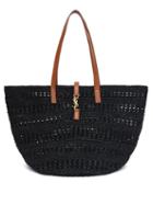 Saint Laurent - Panier Ysl Leather And Raffia-crochet Basket Bag - Womens - Black
