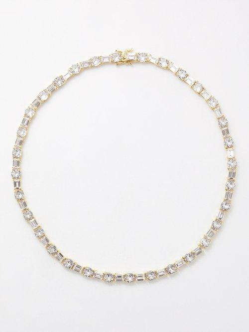 Fallon - Variant Baguette Crystal-embellished Necklace - Womens - Gold Multi