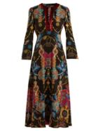 Matchesfashion.com Etro - Rosolite Paisley Print Tie Neck Dress - Womens - Black Print