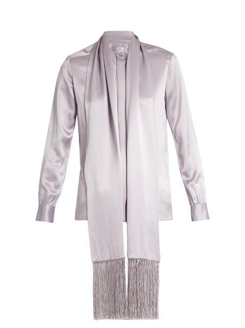 Hillier Bartley Fringed-scarf Satin Blouse