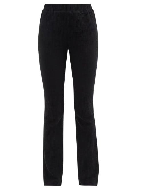 Albus Lumen - Elasticated-waist Cotton-muslin Trousers - Womens - Black