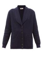 Matchesfashion.com Giuliva Heritage Collection - The Clio Ribbed Wool Blend Cardigan - Womens - Navy