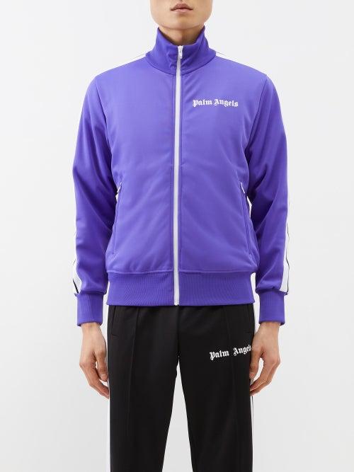 Palm Angels - Logo-print Jersey Track Jacket - Mens - Purple White
