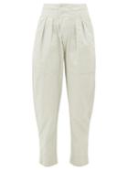 Matchesfashion.com Isabel Marant Toile - Mariz High-rise Cotton Trousers - Womens - Beige