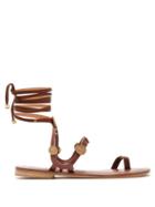 Matchesfashion.com Lvaro - Alea Coin Charm Leather Sandals - Womens - Dark Brown