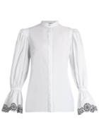 Alexander Mcqueen Broderie-anglaise Trimmed Cotton Blouse