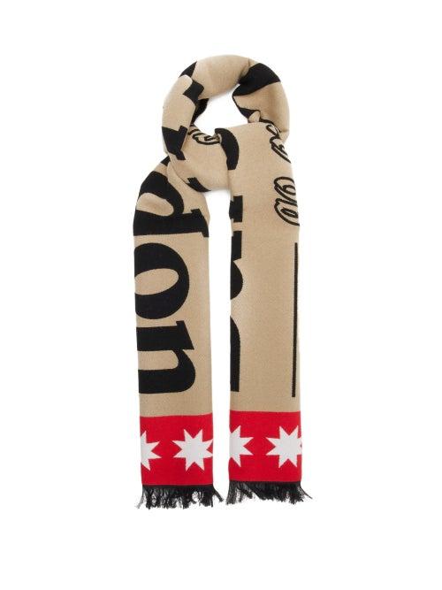 Burberry - Logo-jacquard Wool-blend Scarf - Womens - Beige Multi